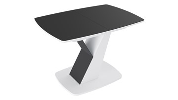 Кухонный стол раскладной Гарда тип 1, цвет Белый/Стекло матовое черный графит в Чите