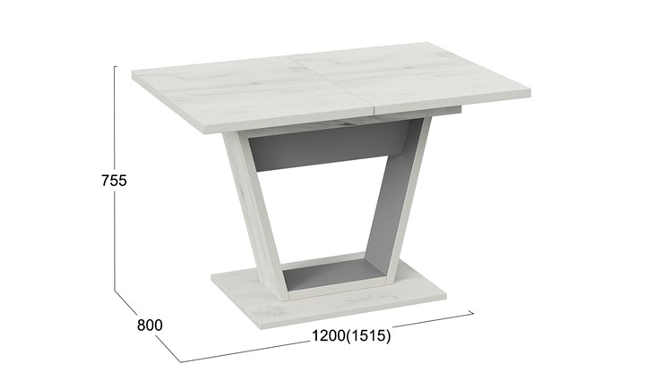 Кухонный раздвижной стол Гавана тип 1 (Дуб крафт белый/Серый графит) в Чите - изображение 5