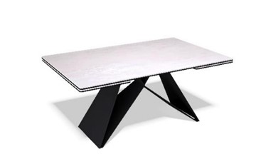 Кухонный раздвижной стол KB1400, черный/керамика белая в Чите