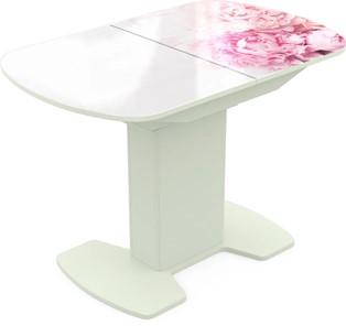 Кухонный раскладной стол Корсика исп. 1 Фотопечать (Цветы №49) 1100(1415)*700 в Чите