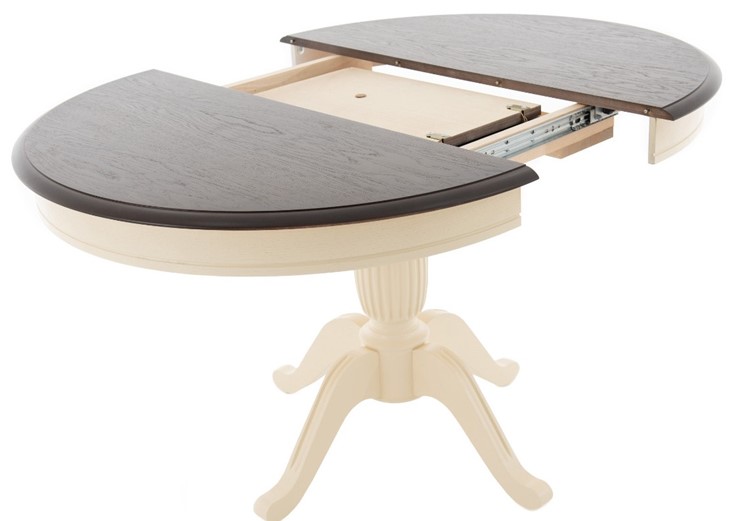 Кухонный раскладной стол Леонардо-1 исп. Круг 900, тон 2 (Морилка/Эмаль) в Чите - изображение 2