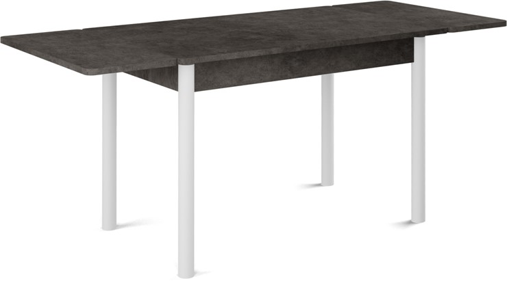 Кухонный раздвижной стол Милан-2 EVO, ноги белые, серый камень в Чите - изображение 1