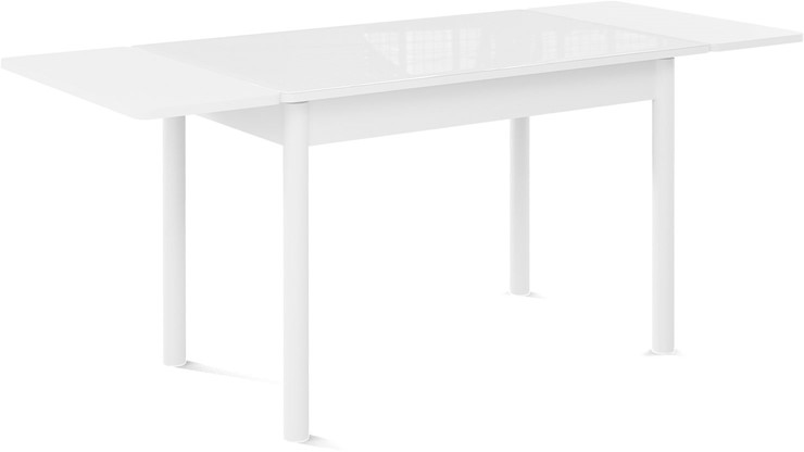 Раздвижной стол Милан-мини EVO (ноги металлические белые, стекло белое/белый) в Чите - изображение 1