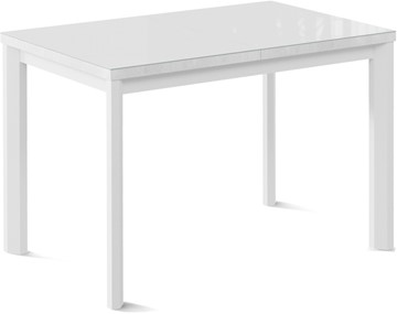 Кухонный раздвижной стол Нагано-2G (ноги металлические белые, стекло cristal/белый цемент) в Чите