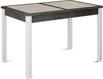 Раздвижной стол Ницца-1 ПЛ (ноги белые, плитка бежевая/серый камень) в Чите