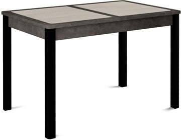 Кухонный стол раздвижной Ницца-1 ПЛ (ноги черные, плитка бежевая/серый камень) в Чите
