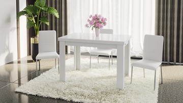 Кухонный раздвижной стол Норман тип 1, цвет Белый/Стекло белый глянец в Чите - предосмотр 4