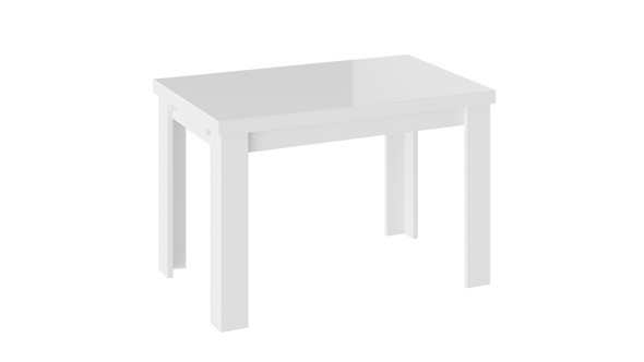 Кухонный раздвижной стол Норман тип 1, цвет Белый/Стекло белый глянец в Чите - изображение