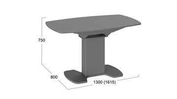 Раздвижной стол Портофино (СМ(ТД)-105.02.11(1)), цвет Серое/Стекло серое матовое LUX в Чите - предосмотр 1