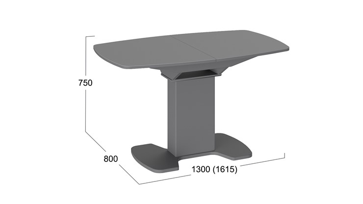Раздвижной стол Портофино (СМ(ТД)-105.02.11(1)), цвет Серое/Стекло серое матовое LUX в Чите - изображение 1