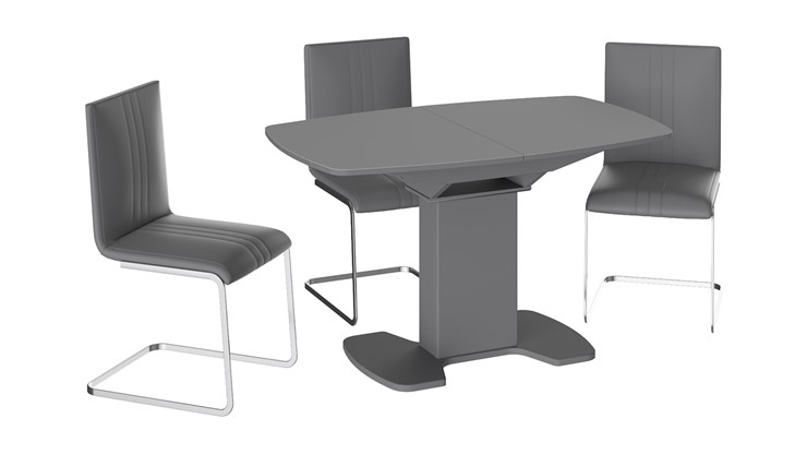 Раздвижной стол Портофино (СМ(ТД)-105.02.11(1)), цвет Серое/Стекло серое матовое LUX в Чите - изображение 2