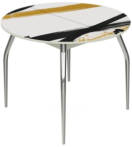 Стол раздвижной Ривьера - Круг, ноги метал. крашеные №24, ФП (Текстура №77) в Чите