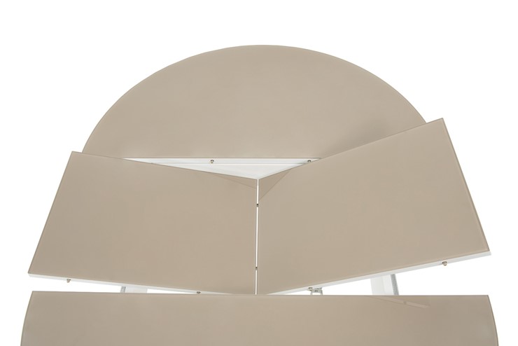 Кухонный стол раздвижной Ривьера исп. круг хром №5 (стекло белое/черный) в Чите - изображение 4