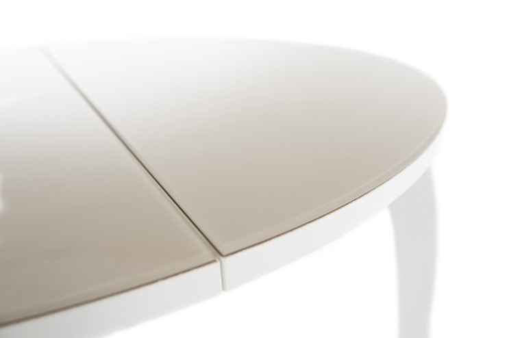 Кухонный стол раздвижной Ривьера исп. круг хром №5 (стекло белое/черный) в Чите - изображение 6