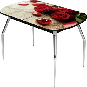 Кухонный стол раздвижной Ривьера исп.1 ноги метал. крашеные №24 Фотопечать (Цветы №33) в Чите