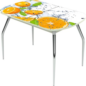 Кухонный раздвижной стол Ривьера исп.1 ноги метал. крашеные №24 Фотопечать (Фрукты №16) в Чите