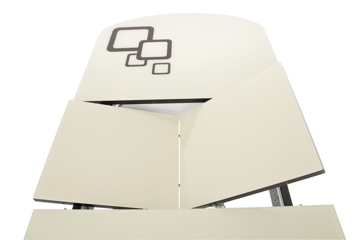 Стол раздвижной Ривьера мини дерево №1, Рисунок квадро (стекло черное/белый/белый) в Чите - изображение 4