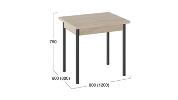 Кухонный стол раздвижной Родос тип 2 с опорой d40 (Черный муар/Дуб Сонома) в Чите - предосмотр 2