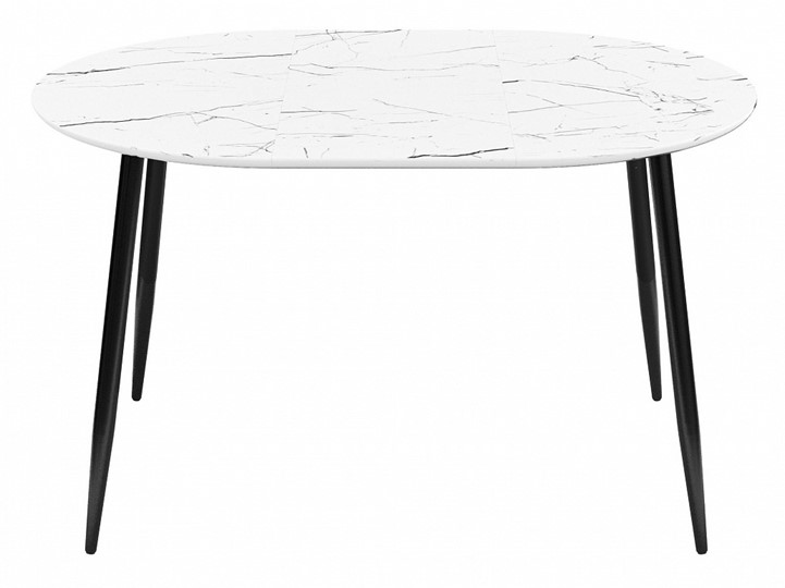 Стол раздвижной SFR100, стекло белое мрамор глянец/ножки черные в Чите - изображение 3