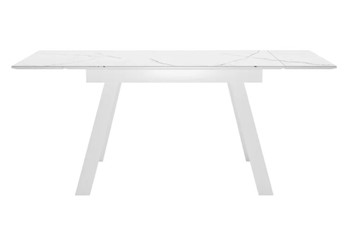 Обеденный раздвижной стол SKL 140, керамика белый мрамор/подстолье белое/ножки белые в Чите - предосмотр 2