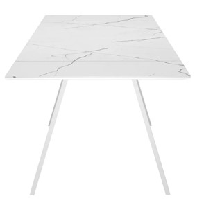 Обеденный раздвижной стол SKL 140, керамика белый мрамор/подстолье белое/ножки белые в Чите - предосмотр 4