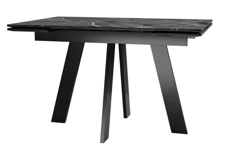 Стол раздвижной SKM 120, керамика черный мрамор/подстолье черное/ножки черные в Чите - изображение 1