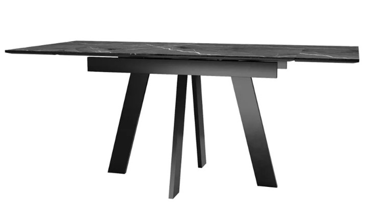 Стол раздвижной SKM 120, керамика черный мрамор/подстолье черное/ножки черные в Чите - изображение 3