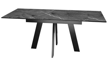 Стол раздвижной SKM 120, керамика черный мрамор/подстолье черное/ножки черные в Чите - предосмотр 5