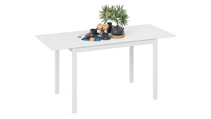 Кухонный раздвижной стол Слайд тип 2 (Белый матовый, Белый) в Чите - изображение 1