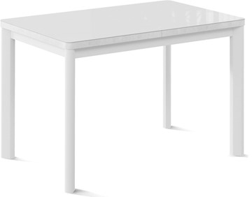 Кухонный раскладной стол Токио-2G (ноги металлические белые, cтекло cristal/белый цемент) в Чите