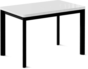 Кухонный стол раскладной Токио-2G (ноги металлические черные, cтекло cristal/белый цемент) в Чите