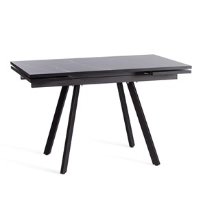 Обеденный раздвижной стол VIGO ЛДСП/HPL/металл,120x80x30х30х75 см, Мрамор чёрный/чёрный арт.19730 в Чите