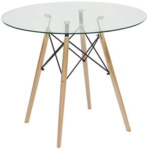 Круглый стол на кухню CINDY GLASS (mod.80GLASS) металл/стекло, D80х75см, прозрачный арт.13068 в Чите