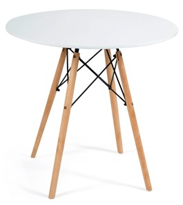 Кухонный обеденный стол CINDY NEXT, металл/мдф/бук, D70х75см, белый/натуральный арт.15854 в Чите