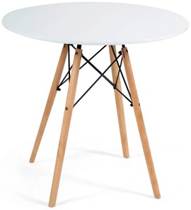 Обеденный стол CINDY NEXT, металл/мдф/бук, D80х75см, белый/натуральный арт.13067 в Чите