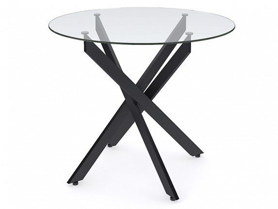 Стол обеденный Dikline R900 стекло/ножки черный металл в Чите - изображение