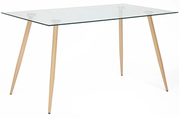 Обеденный стол SOPHIA (mod. 5003) металл/стекло (8мм), 140x80x75, бук/прозрачный арт.12098 в Чите - предосмотр