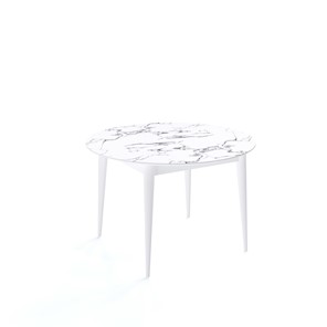 Обеденный круглый стол Kenner W1200 (Белый/Мрамор белый) в Чите