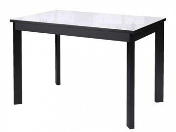 Кухонный стол раскладной Dikline Ls110, стекло белое/ножки черные в Чите