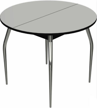 Кухонный стол раздвижной Ривьера исп. круг хром №5 (стекло белое/черный) в Чите - изображение