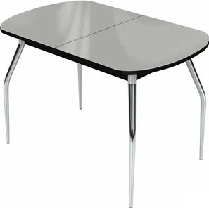 Раздвижной стол Ривьера исп.1 хром №5 (стекло белое/черный) в Чите