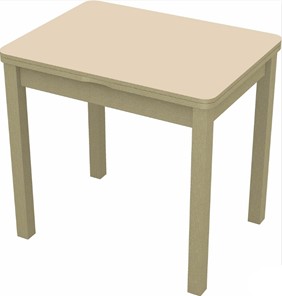 Кухонный раздвижной стол Бари дерево №8 (стекло молочное/дуб выбеленный) в Чите - предосмотр