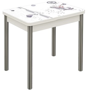 Кухонный раскладной стол Бари хром №6 (Exclusive h174/белый) в Чите