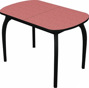 Кухонный стол раздвижной Ривьера мини дерево №1, пластик (цветы красные/черный) в Чите