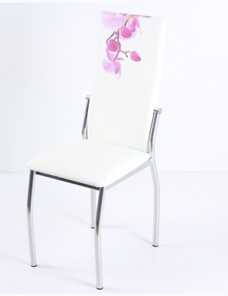 Стул В-610 СТ хром люкс/белый, фотопечать орхидея в Чите