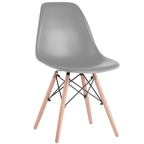 Комплект обеденных стульев 4 шт. BRABIX "Eames CF-010", пластик серый, опоры дерево/металл, 532632, 2033A в Чите