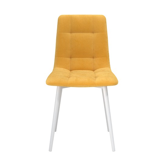 Обеденный стул Белла, велюр тенерифе куркума/Цвет металл белый в Чите - изображение 1