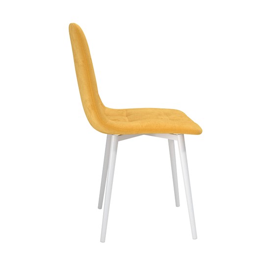 Обеденный стул Белла, велюр тенерифе куркума/Цвет металл белый в Чите - изображение 2