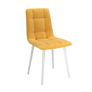 Обеденный стул Белла, велюр тенерифе куркума/Цвет металл белый в Чите - предосмотр
