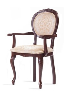 Обеденный стул Барокко с резьбой и подлокотниками (нестандартная покраска) в Чите